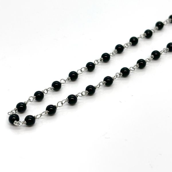 monomania Halskette"Audrey" Edelstahl Onyx Kugeln 45 cm NEU