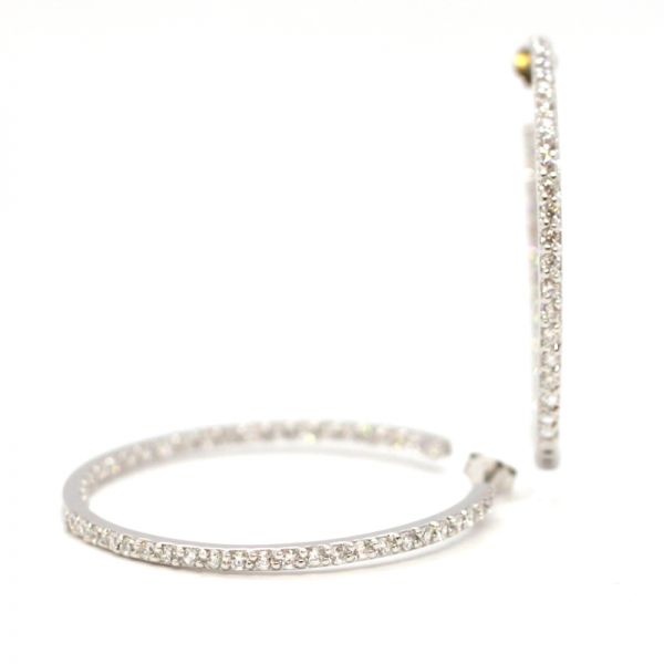 Creolen Hoops 925er Silber rhodiniert Ø 45 mm Cz BE01962 NEU