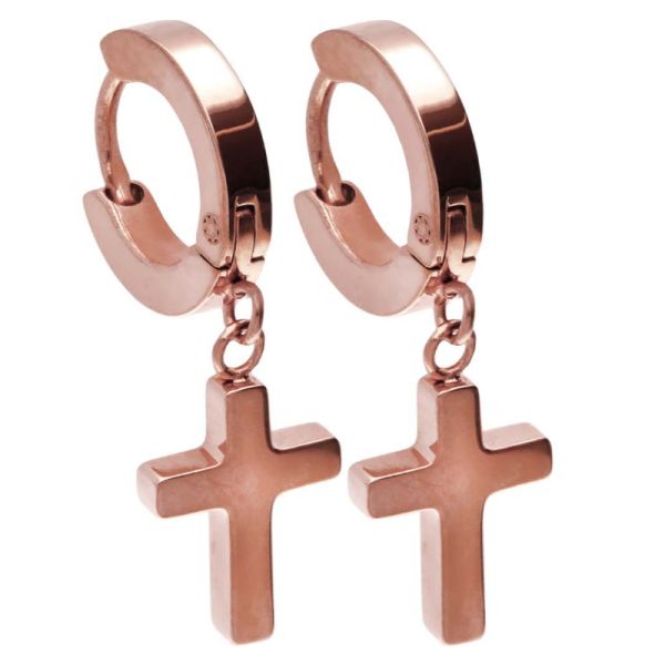 Creolen bewegliches Kreuz Chirurgenstahl 316L PVD Roségold CSO314RO NEU