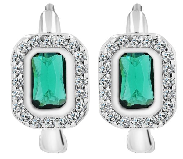 Creolen "Liora" 925er Silber rhodiniert grüne/weiße Zirkonia 5300460-003 NEU