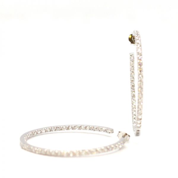 Creolen Hoops 925er Silber rhodiniert Ø 45 mm Cz BE01962 NEU