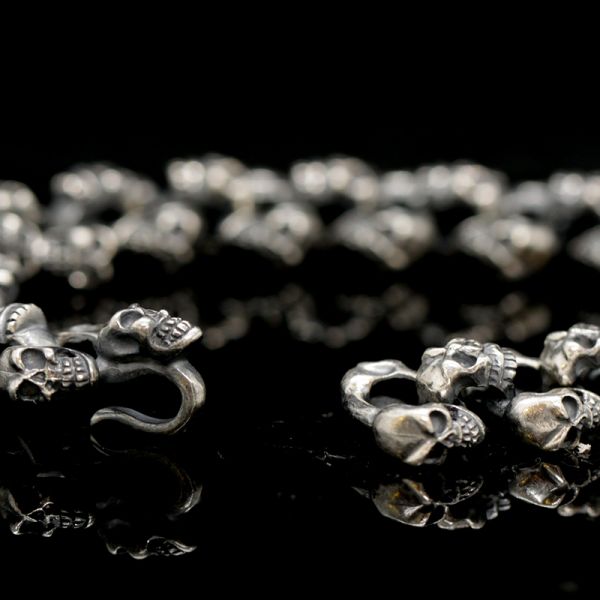 Armband Gliederarmband massiv "SKULLS" 925er Silber Harkenlverschluss 17 x 240 mm NEU