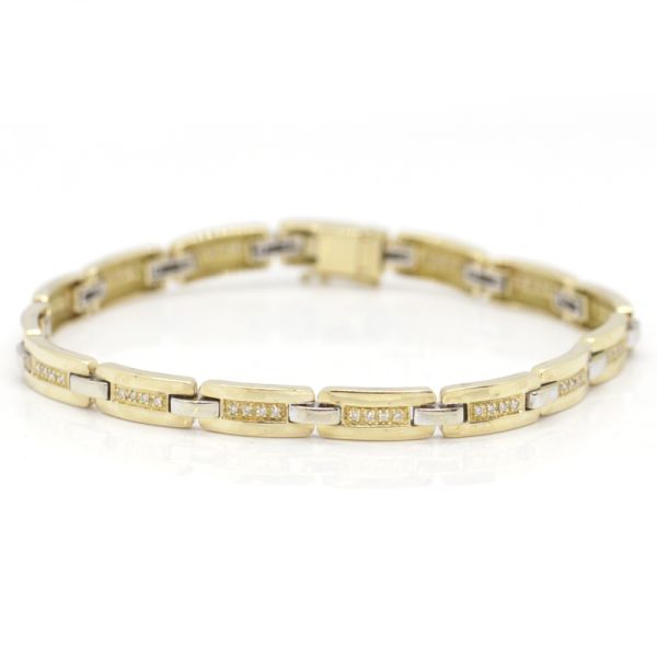 Brillant Armband Gliederarmband Bi-Color 585er Gelbgold / Weißgold 21 cm (11470)