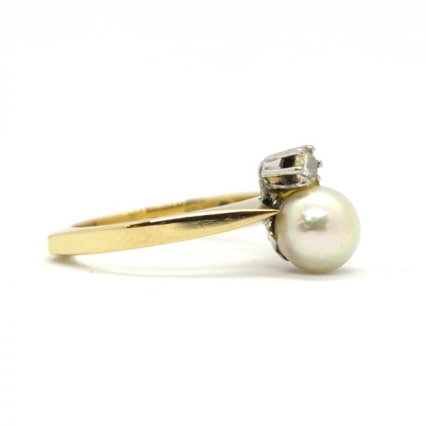 Perl Diamant Ring 750er Gelbgold 0,20 Ct Diamant im Brillantschliff GR 55 (6027)