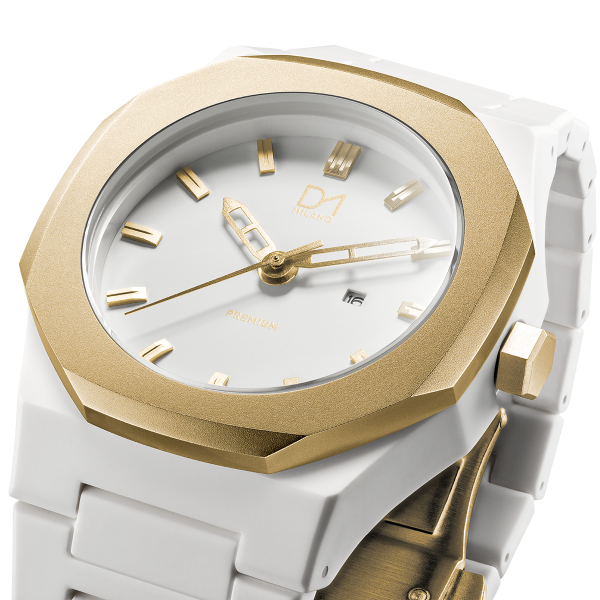 D1 Milano PR06 Armbanduhr Polycarbonat Gold White NEU