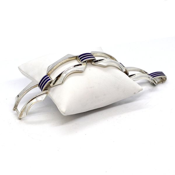 Silber Armband Gliederarmband 925er Silber Emaile Einlage 190 mm (21641)