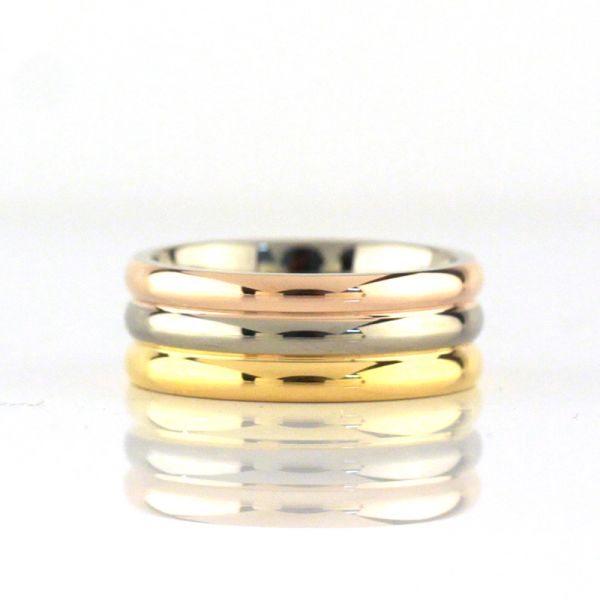 Damenring aus Titan Tricolor (rosé/gold/silber) Gr.58