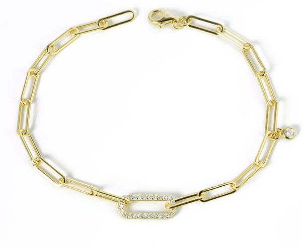 Arrmband "CHAIN" 925er Silber vergoldet 18+3 cm Zirkonia ES90028068 NEU