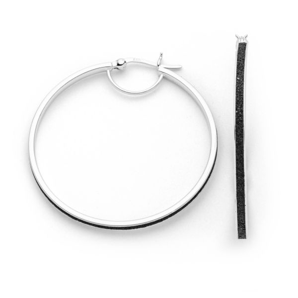 DUR Creolen "Lavasandcreole" 925er Silber rhodiniert Lavasand Ø 42,3 mm O5543 NEU