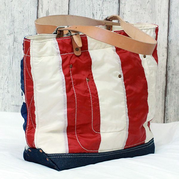 JJJ LA Handtasche Schultertasche "STARS & STRIPES" american flag kombiniert mit Leder & Jeans
