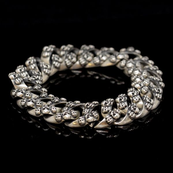 Armband Panzerarmband "SKULLS" 925er Silber versteckte Schließe 18 x 220 mm NEU