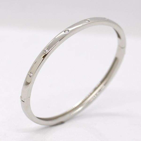 Armreif 925er Silber rhodiniert Breite 4 mm Zirkonia 51 x 61 cm NEU