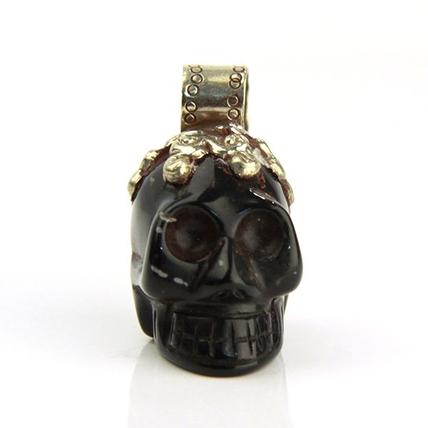 SKULL Herren Anhänger handgefertigt aus Onyx 925er Silber NEU