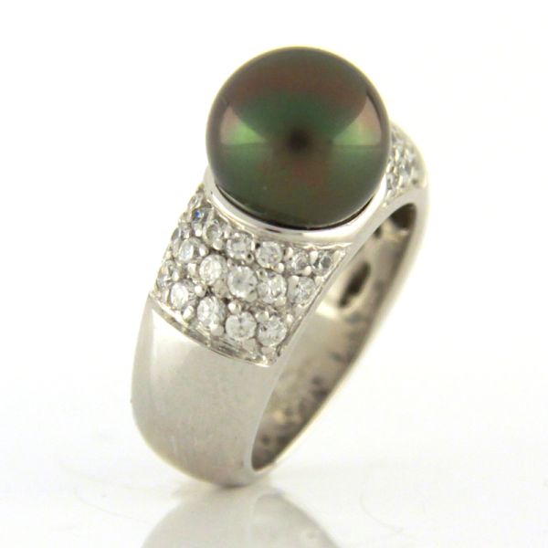 GOOIX Damen Ring 925er Silber Muschelkernperle weiße Zirkonia GR 56 NEU