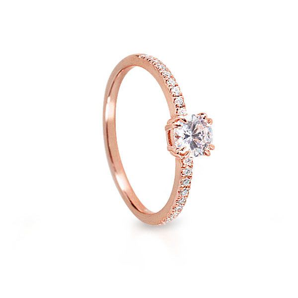 Ring Damenring 925er Silber Rosé vergoldet Zirkonia GR 54 90028614 NEU