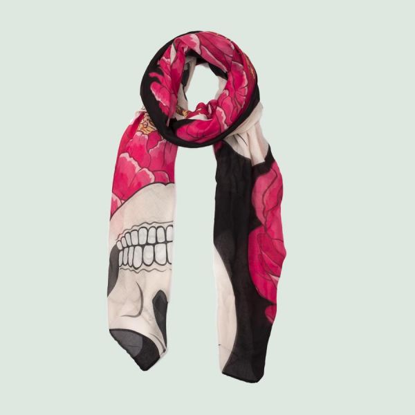 Doodle Scarf Schal "FLOWER SKULLS" DOFO007 Austellungsstück NEU