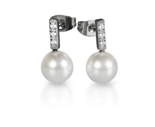 Ohrstecker "Swarovskiperle" Titan 8mm Perle Zirkonia ES90027192 NEU