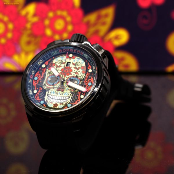 BOMBERG BOLT-68 HERITAGE SUGAR SKULL - RED BS45CHPBA.060-5.12 NEU