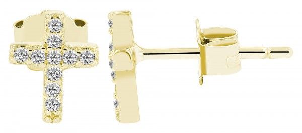 Ohrstecker "Jacinta" Kreuzohrstecker mit Besatz 925er Silber vergoldet 5300507-002 NEU