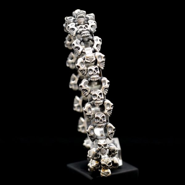Armband Gliederarmband massiv "SKULLS" 925er Silber Harkenlverschluss 17 x 240 mm NEU