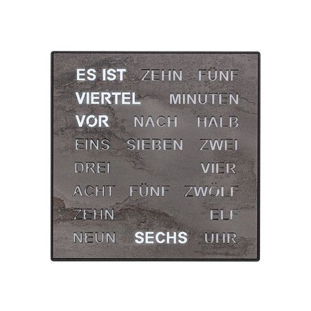 Filius Zeitdesign Wand / Tischuhr "WORTUHR" Steinoptik 0401-4 inkl. Netzteil NEU