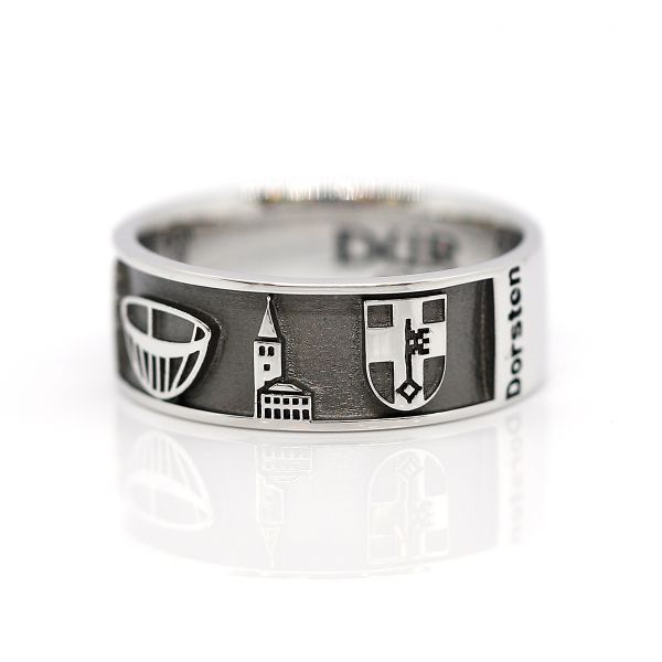 DUR Ring "Stadt Dorsten Ring sandlos" 925er Silber rhodiniert GR 54 R6092 NEU