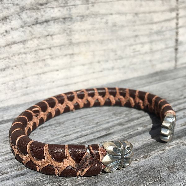 JJJ LA Leder Armspange "LILY" kombiniert mit 925er Siber 180 mm braun