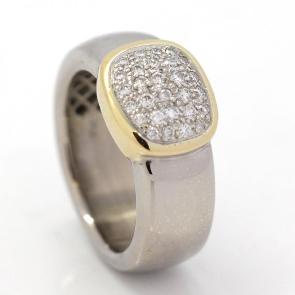 Diamant Ring 750er Weißgold Gelbgold 0,56 ct Diamanten GR 56 (10274)