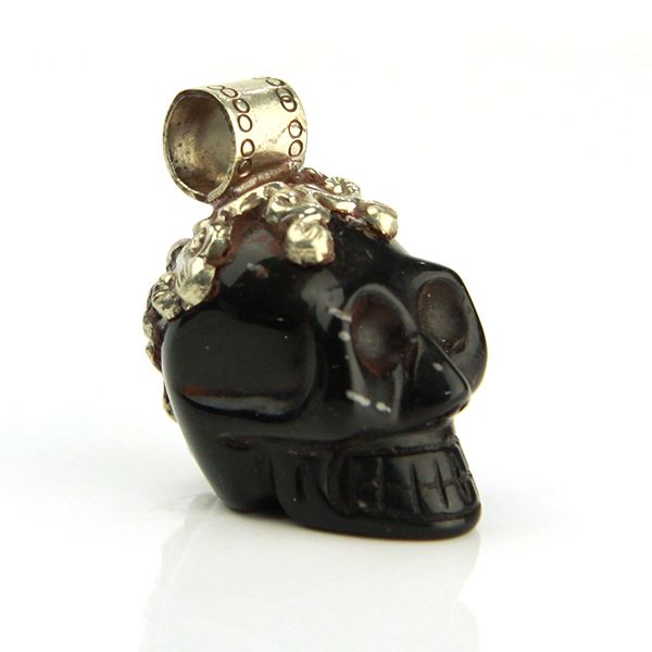 SKULL Herren Anhänger handgefertigt aus Onyx 925er Silber NEU