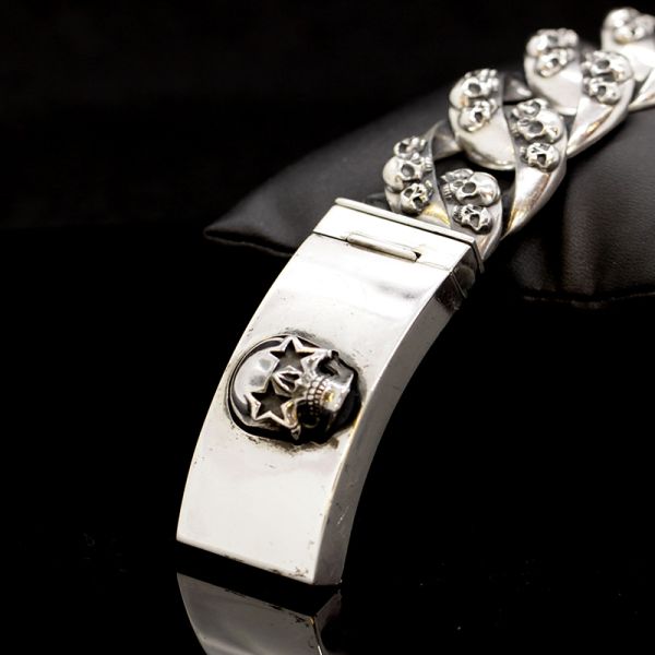 Armband Gliederarmband massiv "STARSKULL" 925er Silber Buckle 25 x 220 mm NEU