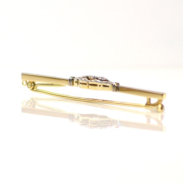 Antik Brosche 585er Gold mit Diamanten im Vollschliff und Rosen