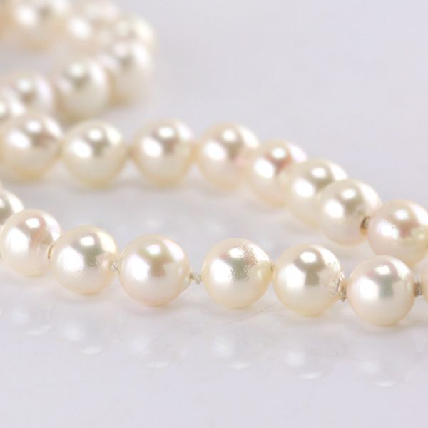 Akoya Perlen Schmuck Set Armband und Halskette mit Brillanten besetzten Weißgoldverschluß