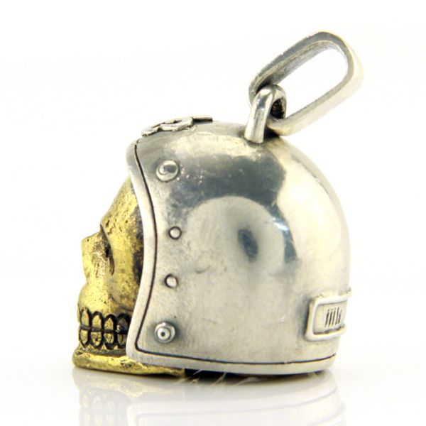 JJJ LA Anhänger Herren "BIKER SKULL GOLD" 925er Silber Bronze goldfarbend NEU