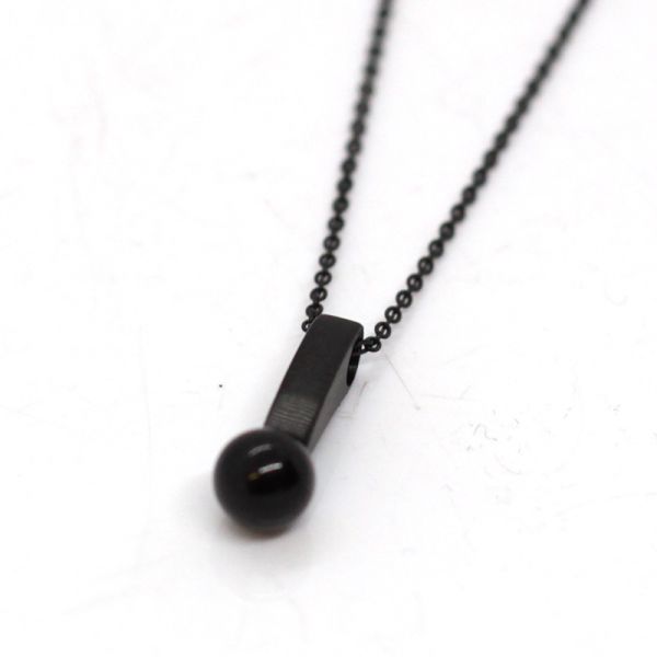 monomania Collier "BLACK KISS" Onyx 1 Strang Edelstahl 45 cm NEU