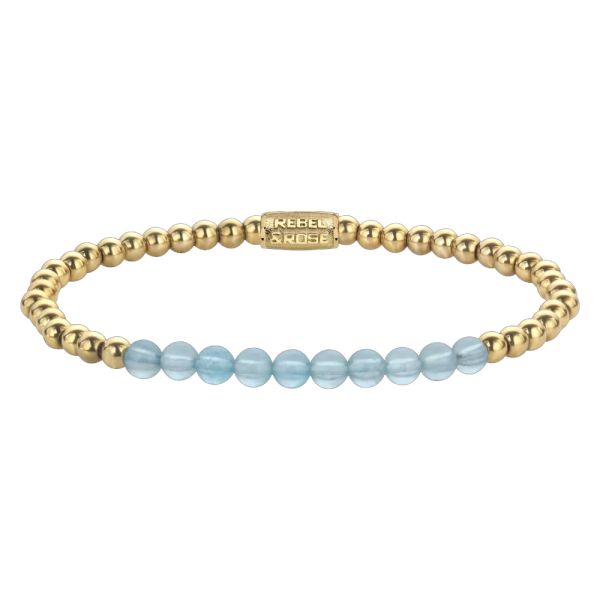 Rebel & Rose Armband "Blue Sky meets Yellow Gold" 4 mm RR-40137-G-S 16,5 cm NEU