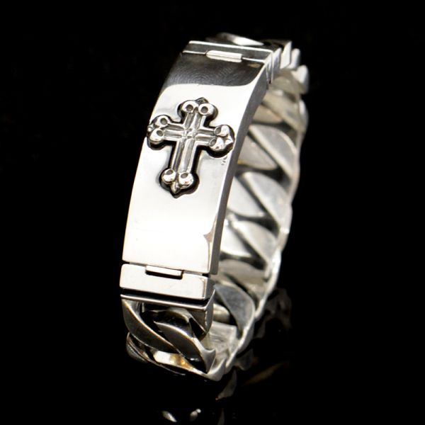 Armband Panzerarmband massiv "CROSS" 925er Silber Buckle 18 x 200 mm NEU