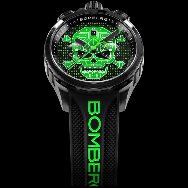 BOMBERG BOLT-68 HERITAGE CYBER SKULL GREEN PACK BS45CHPBA.072-1.12 Ltd. Edition NEU