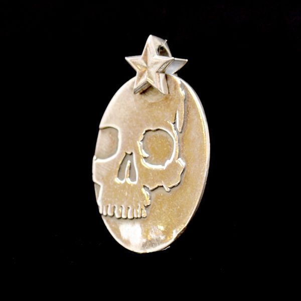 Anhänger Oval "SKULL" in 925er Silber 28 x 42 mm by Rude Riders NEU