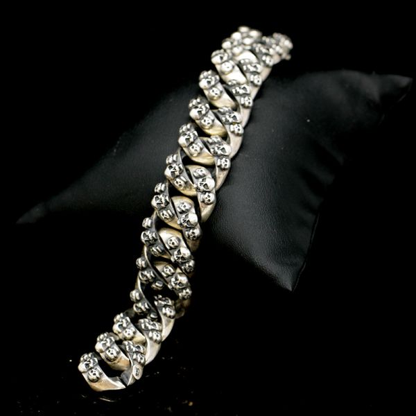 Armband Panzerarmband "SKULLS" 925er Silber versteckte Schließe 18 x 220 mm NEU