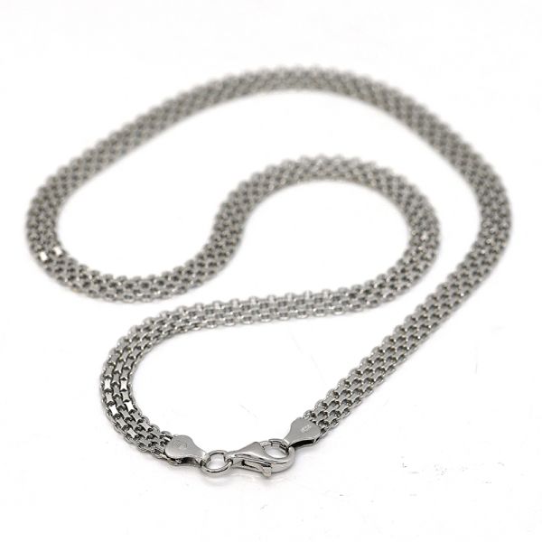 Panzer Collier 925er Silber rhodiniert 45 cm 6 mm NEU