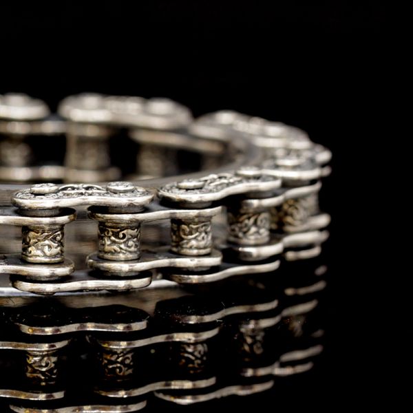 Armband Gliederarmband "BIKERCHAIN" 210 mm Handgraviert by ZOCALO Japan NEU