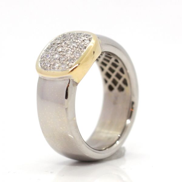 Diamant Ring 750er Weißgold Gelbgold 0,56 ct Diamanten GR 56 (10274)