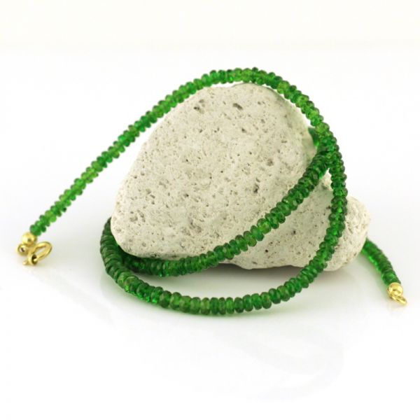 Tsavorit Kette facettiert 585er Gelbgold Karabiner Verschluß 45 cm