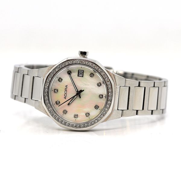Adora Damen Armbanduhr Edelstahl Zirkonia Besatz AT5568 NEU