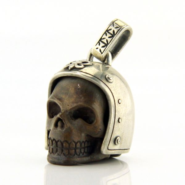 JJJ LA Anhänger Herren "BIKER SKULL BLACK" 925er Silber Bronze geschwärzt NEU