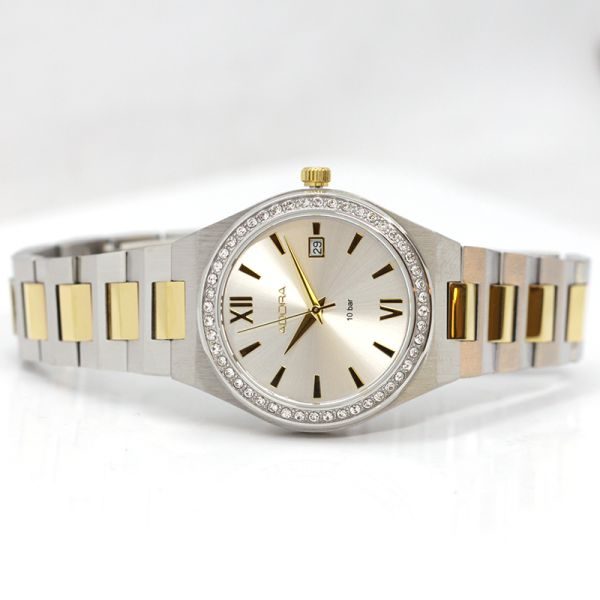 Adora Damen Armbanduhr Bi-Color Edelstahl IP Gold Zirkonia Ø 36 mm AT5493 NEU