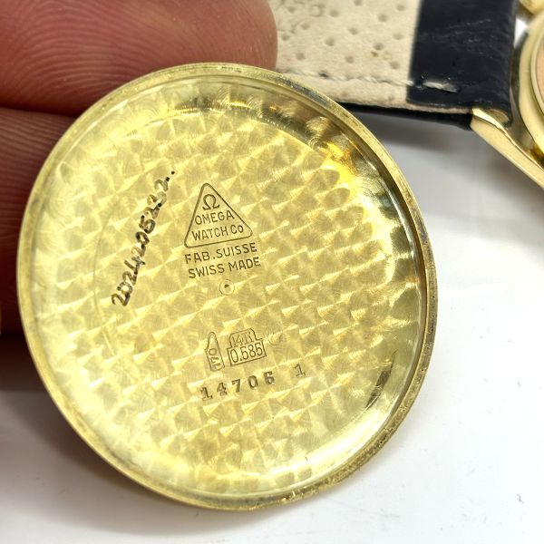 Omega Vintage 585er Gold Automatik am Lederband (28438)