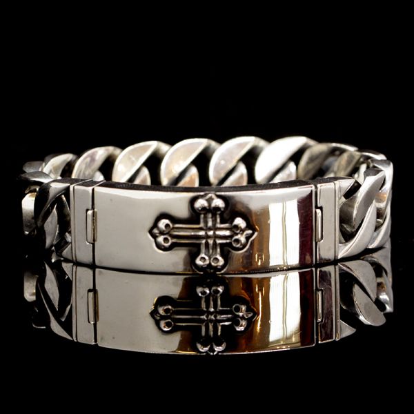 Armband Panzerarmband massiv "CROSS" 925er Silber Buckle 18 x 200 mm NEU