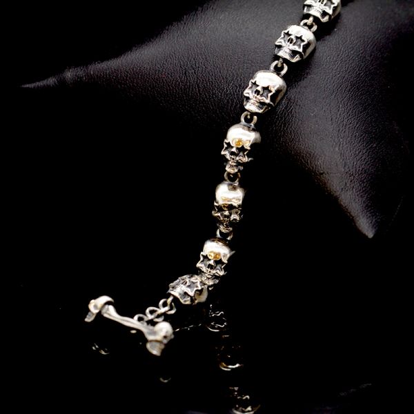 Armband Gliederarmband "STARSKULLS" 925er Silber Knebelverschluss 7 x 190 mm NEU