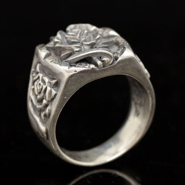 Ring Siegelring "ROSES" 925er Silber Gr 70 NEU
